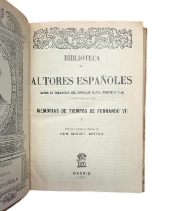 Artola, Miguel (ed).- MEMORIAS DE TIEMPOS DE FERNANDO VII (I - II)