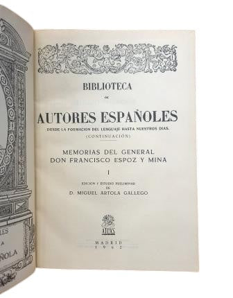 Espoz y Mina, Francisco.- MEMORIAS (I - II)