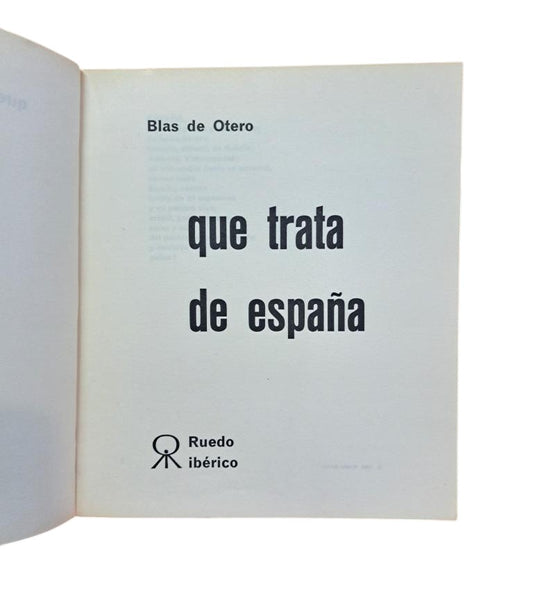Otero, Blas de.- QUE TRATA DE ESPAÑA