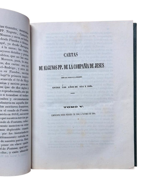 MEMORIAL HISTÓRICO ESPAÑOL. TOMO XVII. CARTAS DE ALGUNOS PP. DE LA COMPAÑÍA DE JESÚS (TOMO V)
