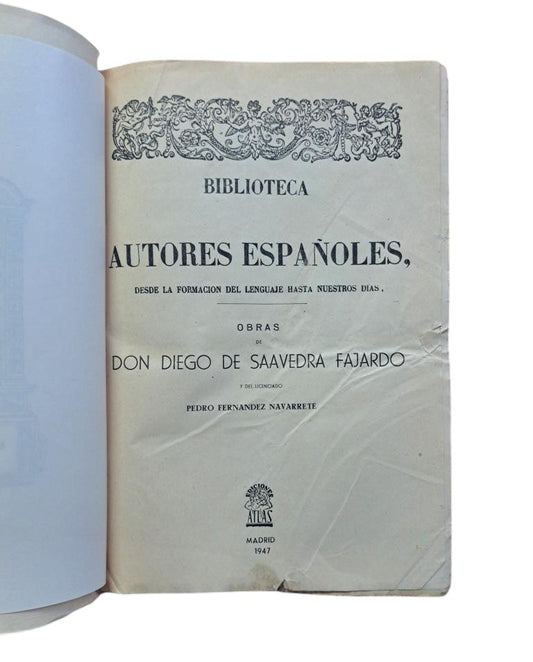 Saavedra Fajardo, Diego / Fernández Navarrete, Pedro.- OBRAS
