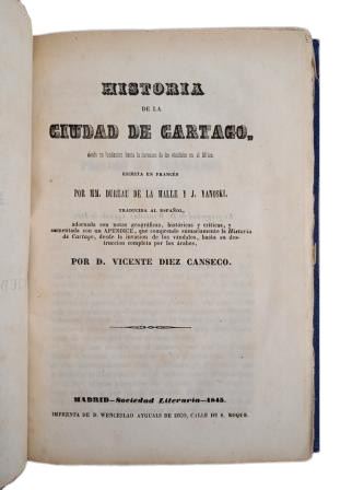 Dureau de la Malle & J.Yanoski.- HISTORIA DE LA CIUDAD DE CARTAGO