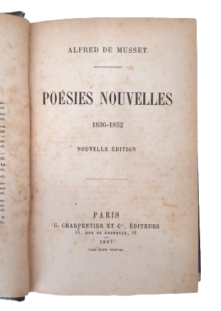 Musset, Alfred de.- POÉSIES NOUVELLES 1836-1852