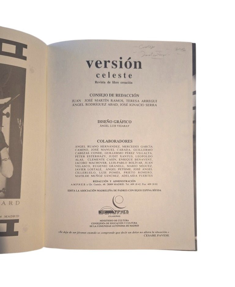 VV.AA. + Granell, Eugenio.- VERSIÓN CELESTE, REVISTA DE LIBRE CREACIÓN + ENCARTE: DE EL ESCORIAL AL GUERNICA (FIRMADO)