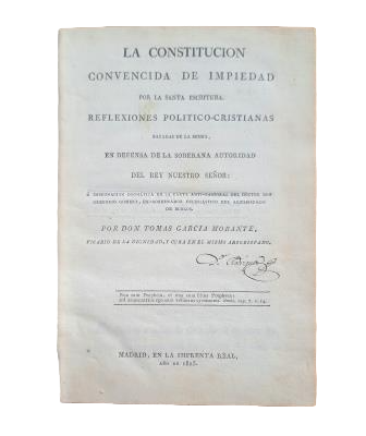 García Morante, Tomás.- LA CONSTITUCIÓN CONVENCIDA DE IMPIEDAD POR LA SANTA ESCRITURA.