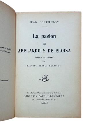 Bertheroy, Jean.- LA PASIÓN DE ABELARDO Y ELOÍSA