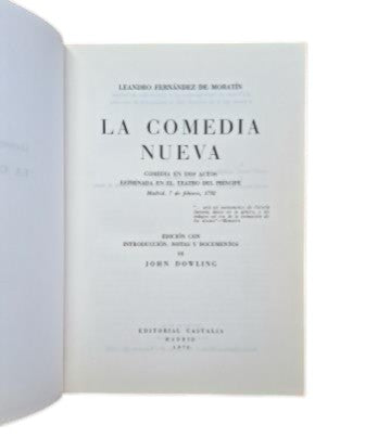 Fernández de Moratín, Leandro.- LA COMEDIA NUEVA
