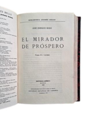 Rodó, José Enrique.- EL MIRADOR DE PRÓSPERO (I - II)