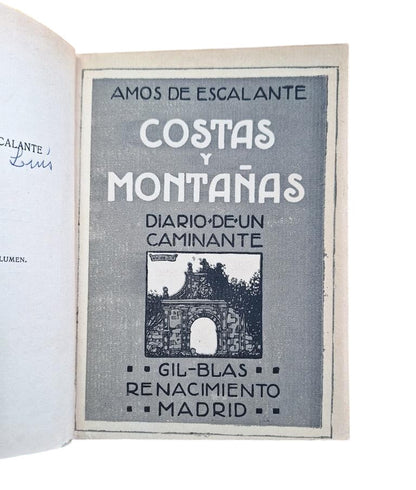 Amós de Escalante.- COSTAS Y MONTAÑAS. DIARIO DE UN CAMINANTE