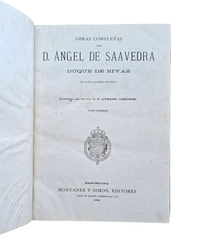 Saavedra, Ángel de (Duque de Rivas).- OBRAS COMPLETAS I. POESÍAS SUELTAS Y POEMAS CORTOS
