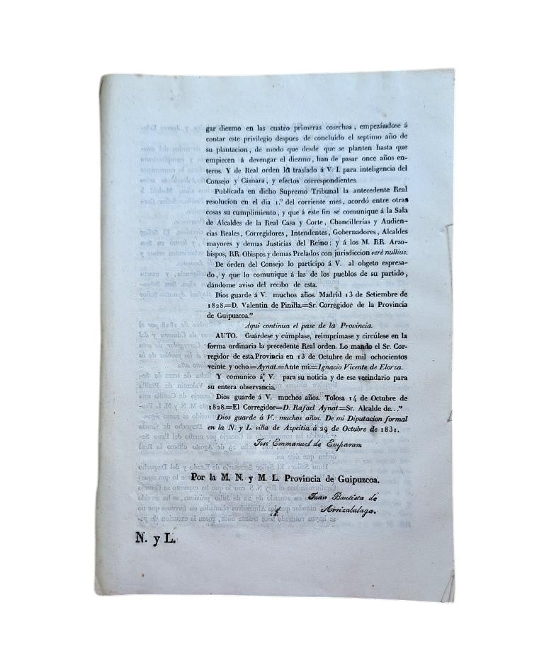 CORREGIMIENTO DE GUIPUZCOA. EXENCION QUE CORRESPONDE A LOS ROTURADORES DE TERRENOS Y PLANTADORES DE ARBOLES FRUCTÍFEROS DEL PAGO DEL DIEZMO