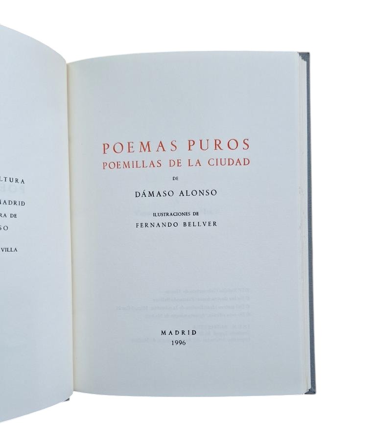 Alonso, Dámaso.- POEMAS PUROS. POEMILLAS DE LA CIUDAD