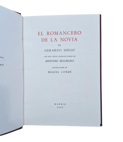 Diego, Gerardo.-  EL ROMANCERO DE LA NOVIA