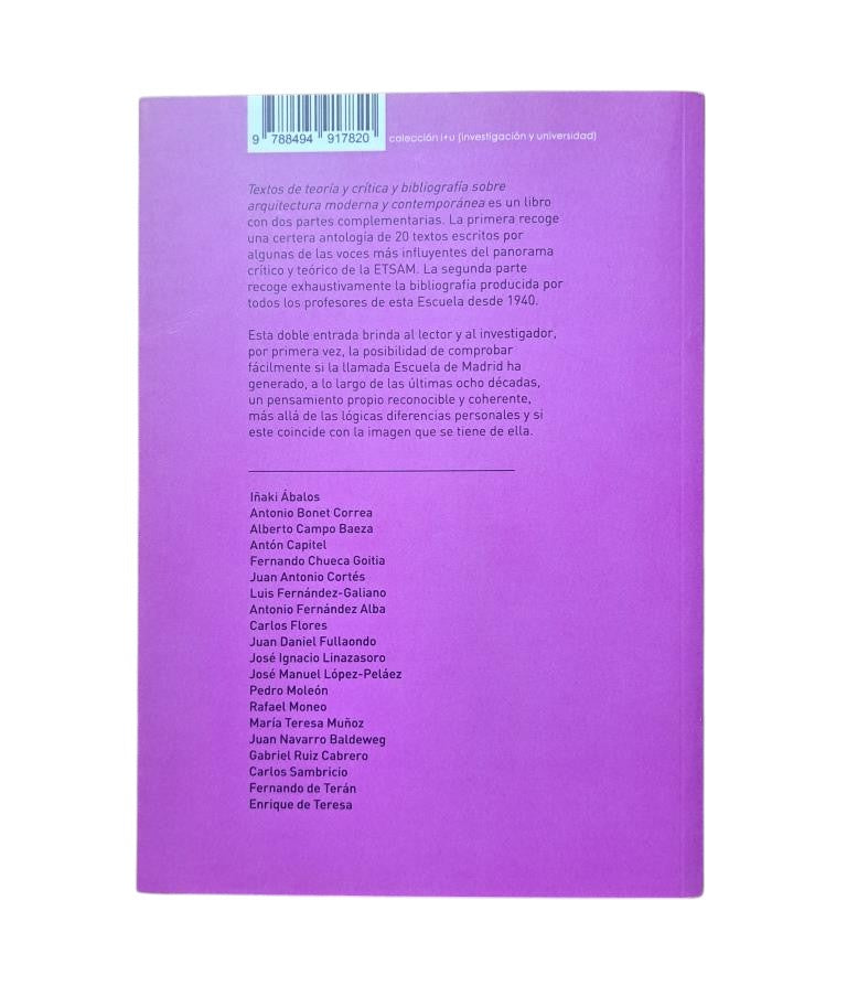 VV.AA.- TEXTOS DE TEORÍA Y CRÍTICA Y BIBLIOGRAFÍA SOBRE ARQUITECTURA MODERNA Y CONTEMPORÁNEA