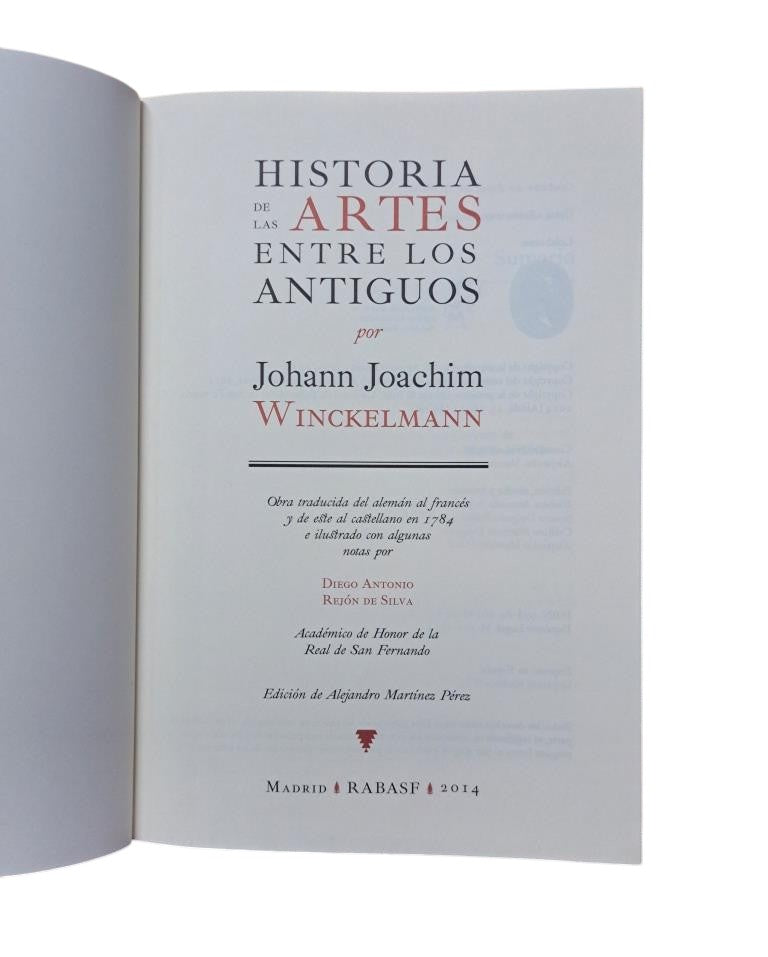 Winckelmann, Johann Joachim.- HISTORIA DE LAS ARTES ENTRE LOS ANTIGUOS