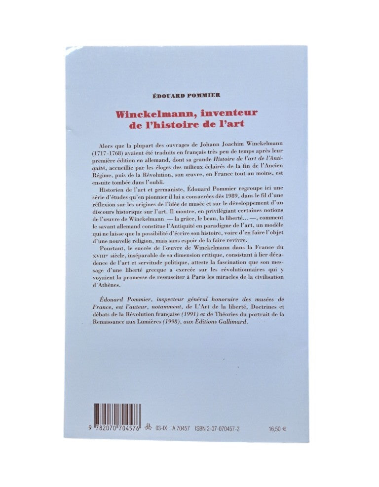 Pommier, Édouard.- WINCKELMANN, INVENTEUR DE L' HISTOIRE DE L' ART