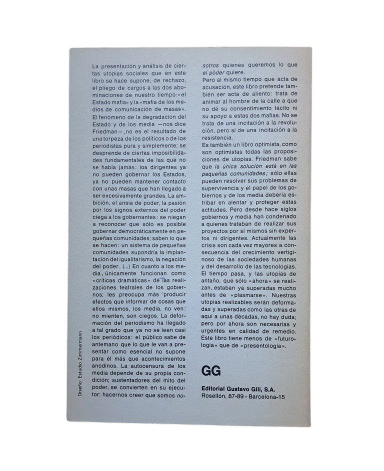 Friedman, Yona.- UTOPÍAS REALIZABLES
