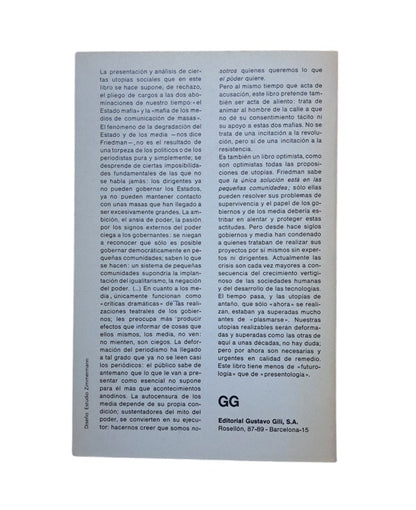 Friedman, Yona.- UTOPÍAS REALIZABLES