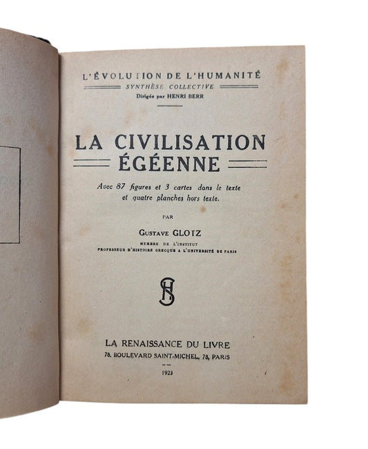 Glotz, Gustave.- LA CIVILISATION ÉGÉENNE