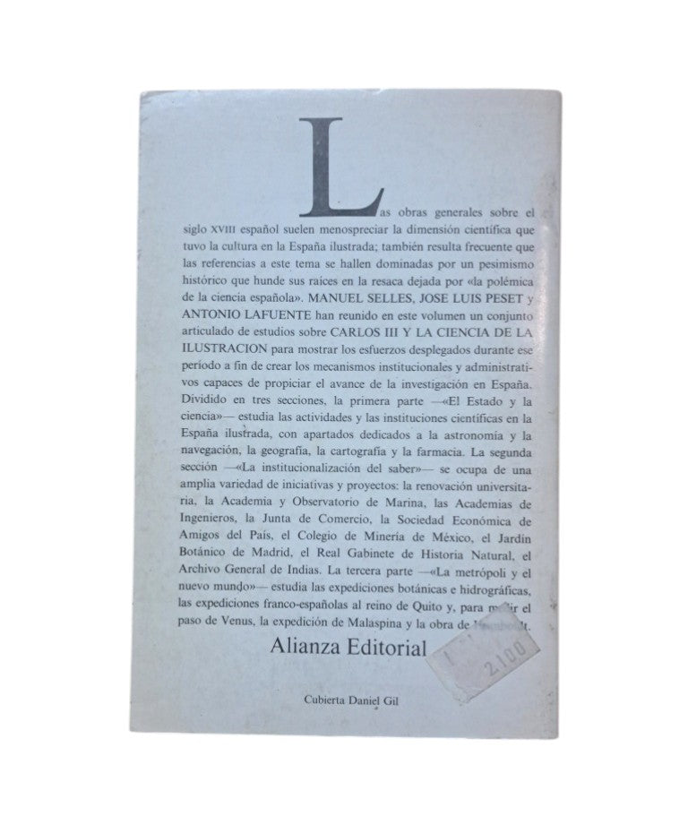 Sellés, Manuel & Peset, José Luis & Lafuente, Antonio (Compilación).- CARLOS III Y LA CIENCIA DE LA ILUSTRACIÓN