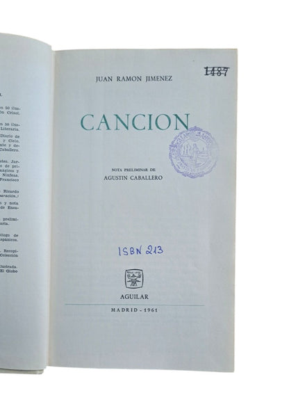 Jiménez, Juan Ramón.- CANCIÓN