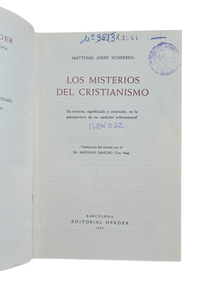 Scheeben, Matthias Josef.- LOS MISTERIOS DEL CRISTIANISMO