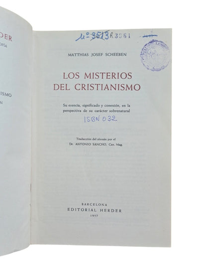 Scheeben, Matthias Josef.- LOS MISTERIOS DEL CRISTIANISMO