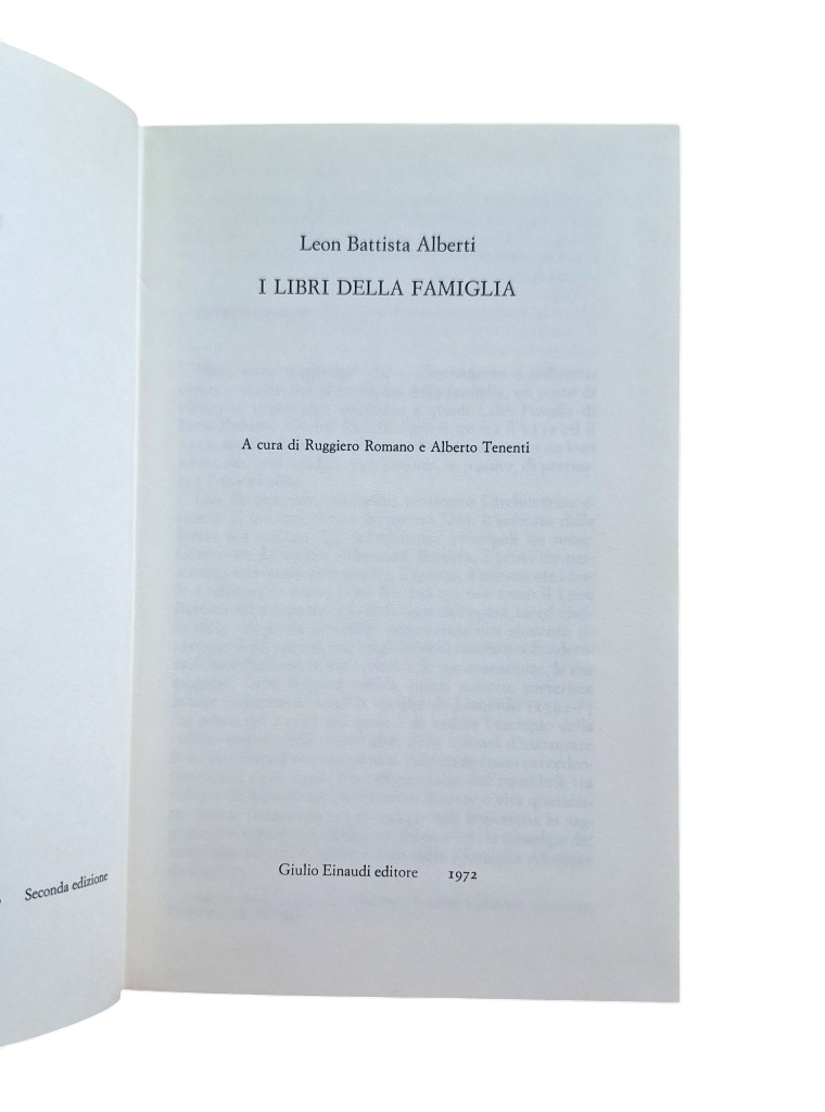 Alberti, Leon Battista.- I LIBRI DELLA FAMIGLIA