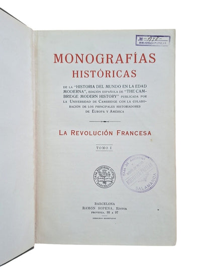 VV.AA.- MONOGRAFÍAS HISTÓRICAS. LA REVOLUCIÓN FRANCESA (I-II)