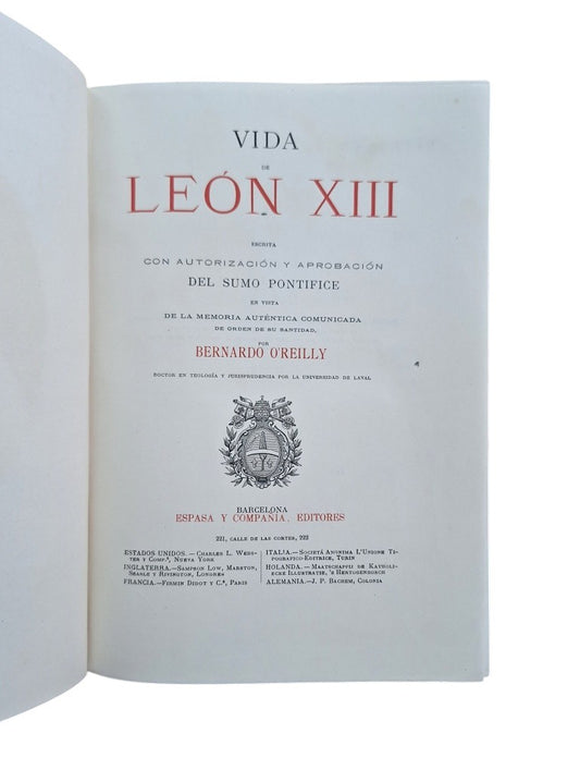 O' Reilly, Bernardo.- VIDA DE LEÓN XIII