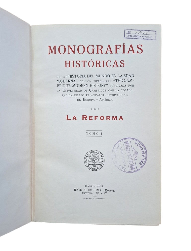 VV.AA.- MONOGRAFÍAS HISTÓRICAS. LA REFORMA (I-II)