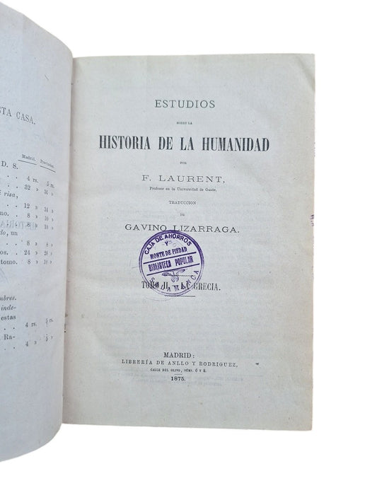Laurent, F.- ESTUDIOS SOBRE LA HISTORIA DE LA HUMANIDAD II. LA GRECIA