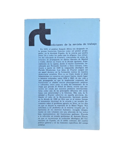 Elorza, Antonio (Selección de Textos). EL FOURIERISMO EN ESPAÑA