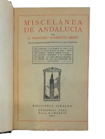 Rodríguez Marín, Francisco.- MISCELÁNEA DE ANDALUCÍA