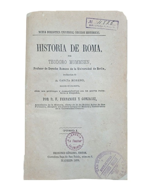 Mommsen, Teodoro.- HISTORIA DE ROMA (9 VOLS.)