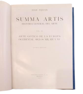 Pijoán, José.- ARTE GÓTICO DE LA EUROPA OCCIDENTAL. SIGLOS XIII, XIV Y XV. SUMMA ARTIS. VOL. XI