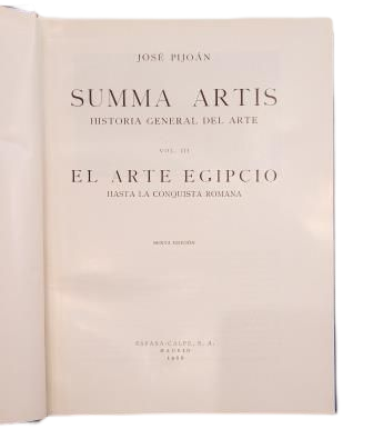 Pijoán, José.- EL ARTE EGIPCIO HASTA LA CONQUISTA ROMANA. SUMMA ARTIS. VOL. III